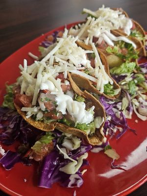 Crispy taco plate (yes, you can mix & match) at El Cantaro Vegan Taqueria in Sacramento