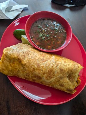 Quesabirria burrito was outstanding! at El Cantaro Vegan Taqueria in Sacramento