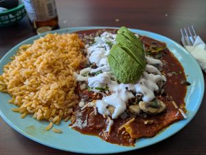 Chilaquiles, superb red sauce! at El Cantaro Vegan Taqueria in Sacramento