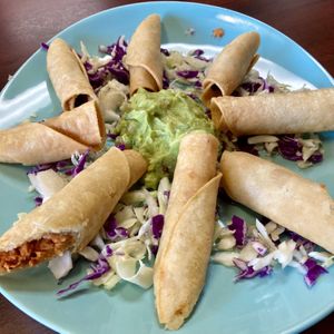 Chicken taquitos appetizerr  at El Cantaro Vegan Taqueria in Sacramento