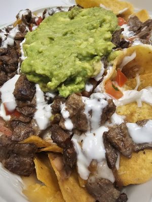 Carne Asada Nachos at El Cantaro Vegan Taqueria in Sacramento
