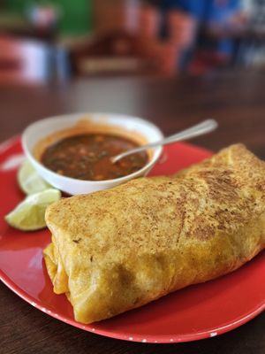 Quesabirria Burrito at El Cantaro Vegan Taqueria in Sacramento