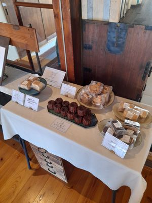 Baked goods for sale, all vegan at Umayado in Kaminoyama
