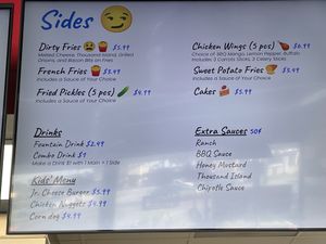 Sides, drinks and kids menu  at Happy Vegan in Fountain Valley