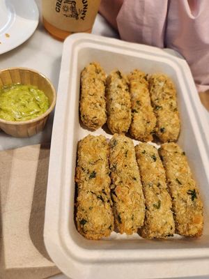 Fried jackfruit! at GREEN & SUNNY in Bangkok