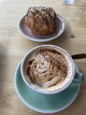 Pain au chocolate and almond cappuccino   at Miss Sina in Marrickville