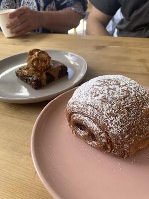 Salted pretzel brownie and chocolate croissant   at Miss Sina in Marrickville