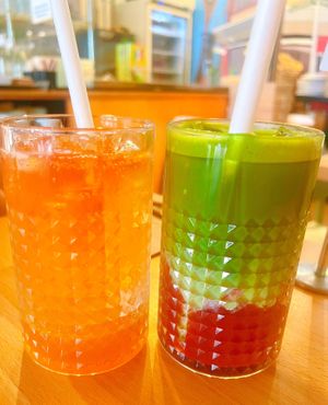 Yuzu Lemonade & Strawberry Matcha   at Miss Sina in Marrickville