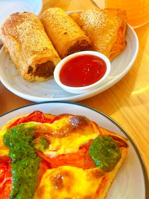 Vegan Sausage Rolls & Kimchi Triangle  at Miss Sina in Marrickville
