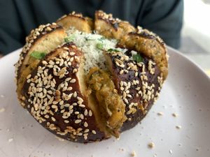 Corn & Jalapeno pretzel…. This is a MUST HAVE  at Miss Sina in Marrickville