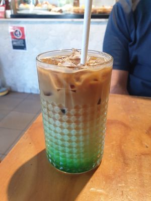 Pandan iced coffee $9.00: ok, can't taste the pandan at Miss Sina in Marrickville