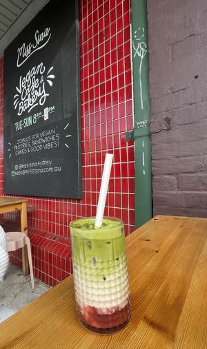 Iced strawberry matcha 💚 🍓  at Miss Sina in Marrickville