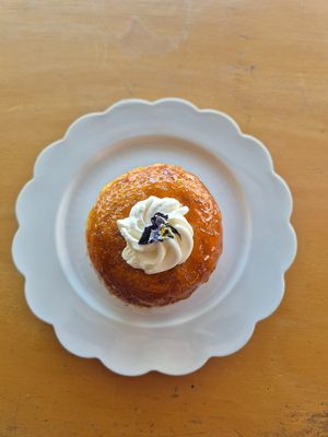 creme brulee donut: $6.50: nice glaze and delicious thick cream on top, heaps of custard filling at Miss Sina in Marrickville