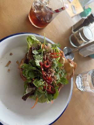 Croissant Banh Mi and cold brew   at Miss Sina in Marrickville
