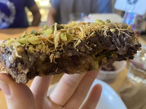 The amazing thickness of the Dubai Chocolate Cookie  at Miss Sina in Marrickville