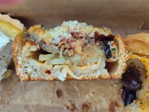 Moussaka danish $14: really nice mince, eggplant, and potato slices, love it at Miss Sina in Sydney