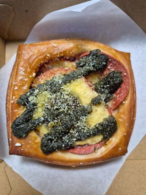 Salami + pesto danish $12.00: delish, cheesy filling at Miss Sina in Sydney
