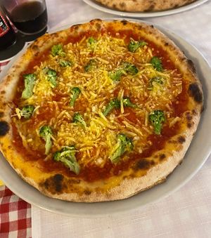 broccoli and vegan cheese pizza  at Zeus Pizza in Berlin