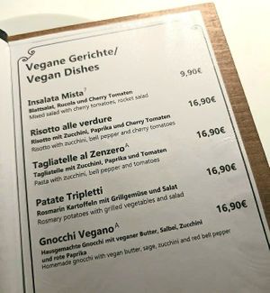 Vegan menu at Mamma Monti in Berlin
