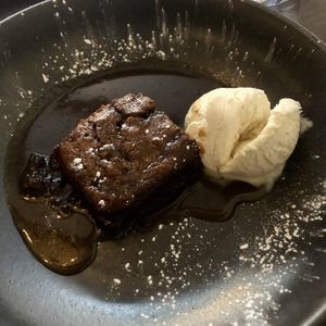 Sticky toffee pudding with vegan ice cream   at 1530 The Restaurant in Hope Valley