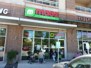 outside at Maoz Vegetarian in Austin
