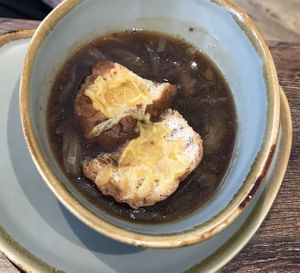 French onion soup  at Rascals Cafe in Perth