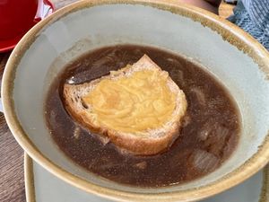 French onion soup   at Rascals Cafe in Perth