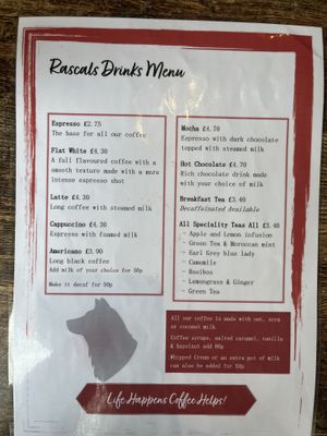 Drinks menu 1  at Rascals Cafe in Perth