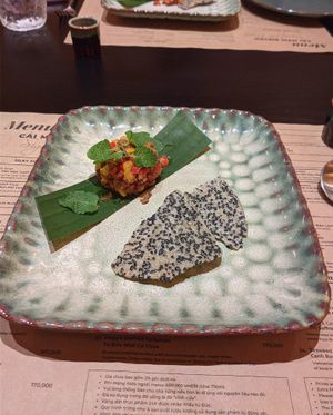"Mom's memory", sesame cracker and some rice at Cai Mam Bistro - Signature Vegan in Hanoi