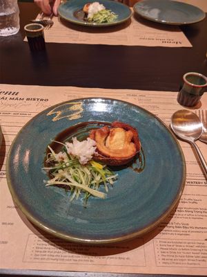 "Veggie char siu wrap", average but better than the rest, small enough to eat in one bite at Cai Mam Bistro - Signature Vegan in Hanoi