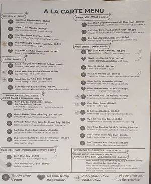 The choice for unlimited option at Cai Mam Bistro - Signature Vegan in Hanoi