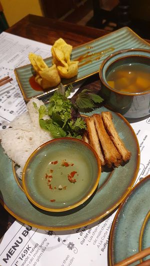 Veggie sausage with fresh noodles at Cai Mam Bistro - Signature Vegan in Hanoi