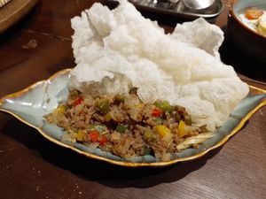 Rice Crackers With Minced Veggie Stuffs. at Cai Mam Bistro - Signature Vegan in Hanoi