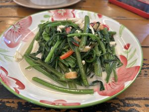 Stir fried morning glory with coconut milk   at 17 Vegetarian Food Stall in Koh Phangan