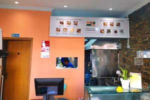 Counter and kitchen at Beyond Falafel in Quarteira