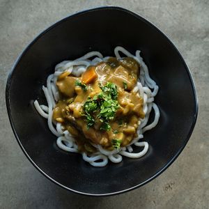 Japanese Curry with thick Udon noodles at Yasai Ramen in Lisbon