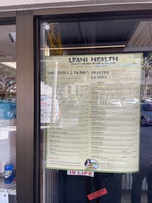 menu 1  at Leahi Health - Manoa in Honolulu