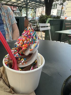 Chocolate and vanilla soft serve 🍦   at Dreamery in Brooklyn