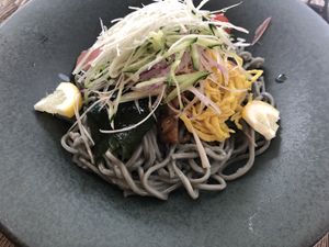 Black noodles  at Chaya Macrobiotics - Shiodome in Tokyo