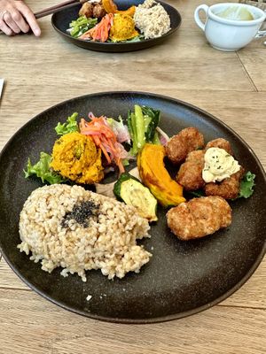 Friend soy meat plate   at Chaya Macrobiotics - Shiodome in Tokyo