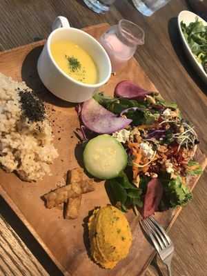 Salade plate with vegan soup  at Chaya Macrobiotics - Shiodome in Tokyo