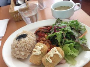 vegan croquettes were awesome! at Chaya Macrobiotics - Shiodome in Tokyo