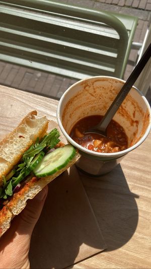 Soup (goulash) and focaccia   at Super Bros. in Utrecht
