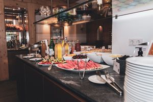 Breakfast buffet at Hotel Goldener Berg in Lech