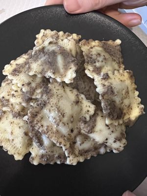 Black truffle ravioli  at Profumo di Sole in Pescara