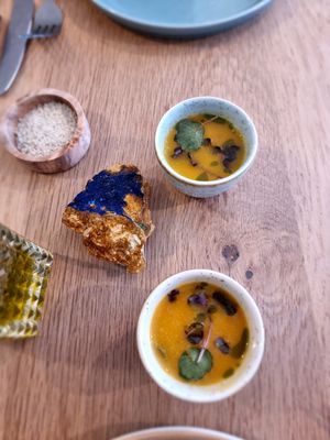 Pumpkin soup , small appetizer at Soul Kitchen in Ghent