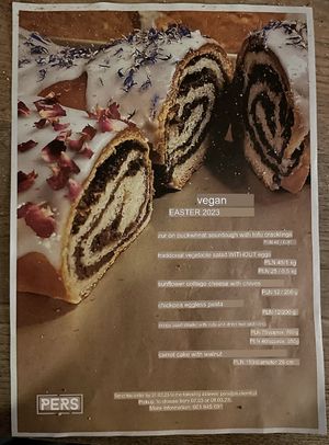 Easter specials translated to English by google translate   at PERS in Torun