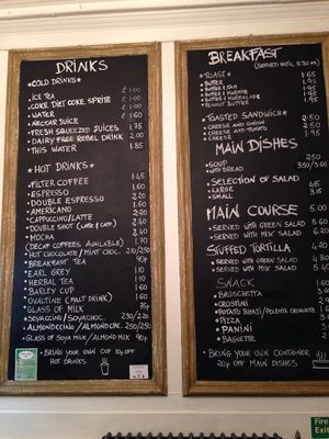 Menu at Mary Ward Centre Cafe in London