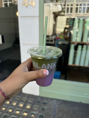 Iced blueberry matcha  at Blank Street Coffee - Charlotte St. in London