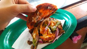 Gordita de "chicharrón" at Ruderal - Food Stall in Mexico City